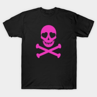 Of Vizions Heart Eyes Skull and Crossbones PINK T-Shirt